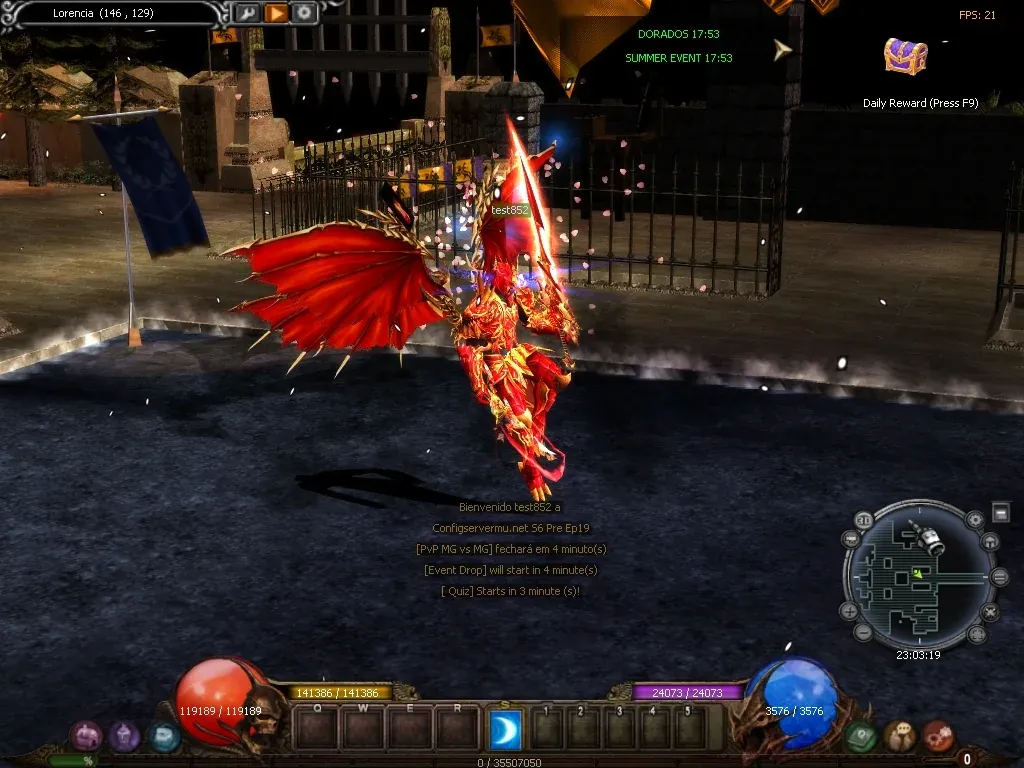 Captura de MU Online Season 6 Upgrade: Blade Master com asas vermelhas
