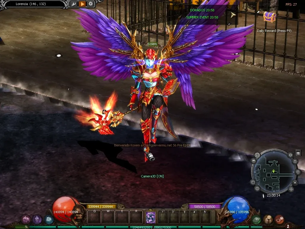 Captura de MU Online Season 6 Upgrade: Dimension Master com asas roxas