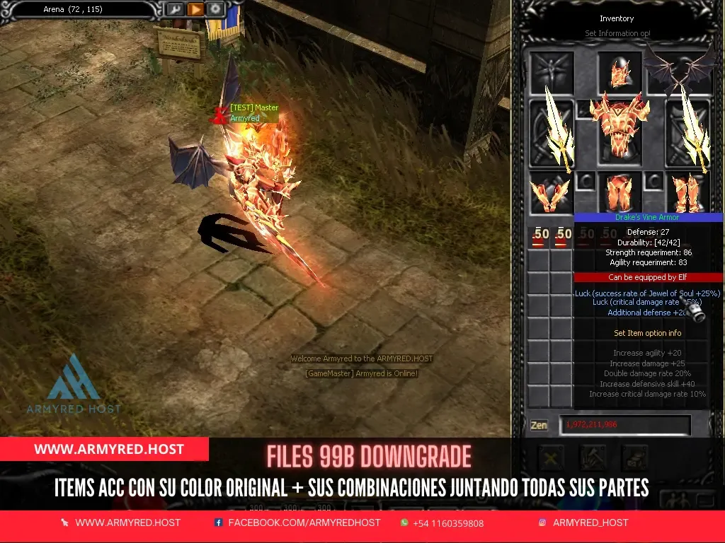 Files 99B Downgrade: itens ACC com a cor original e as combinações juntando todas as partes