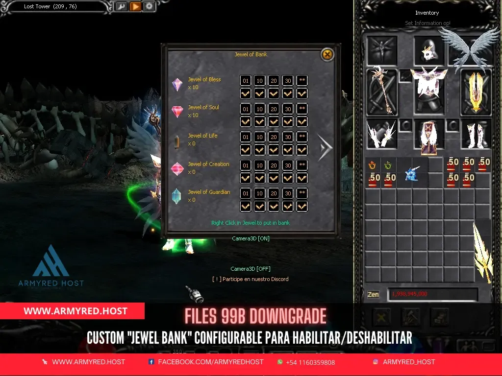 Files 99B Downgrade: custom "Jewel Bank" configurável para ativar ou desativar