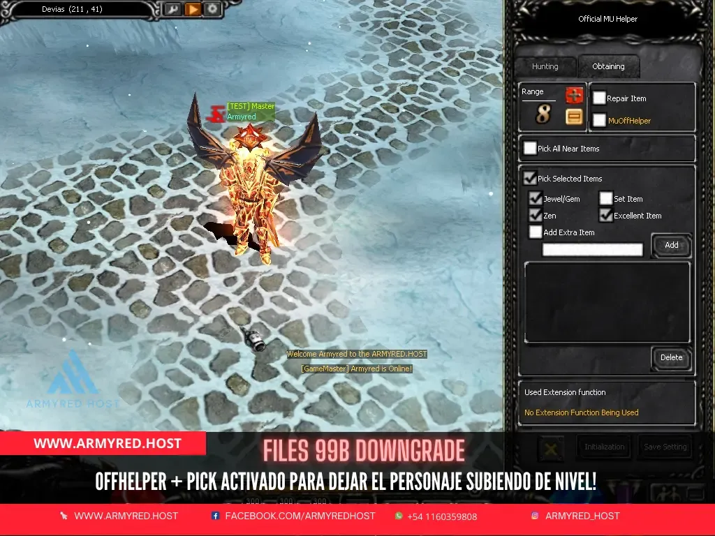 Files 99B Downgrade: Offhelper + Pick ativado para deixar o personagem subindo de nível